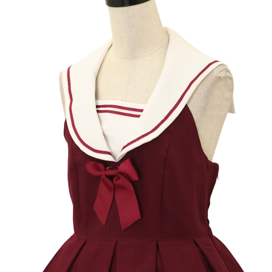 USED】【White/Lサイズ】セーラーハイウエストジャンパースカート