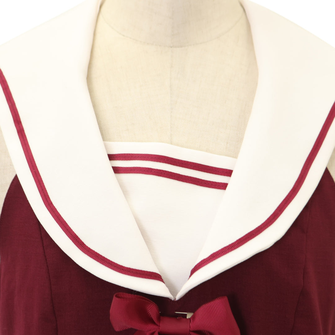 USED】【White/Lサイズ】セーラーハイウエストジャンパースカート