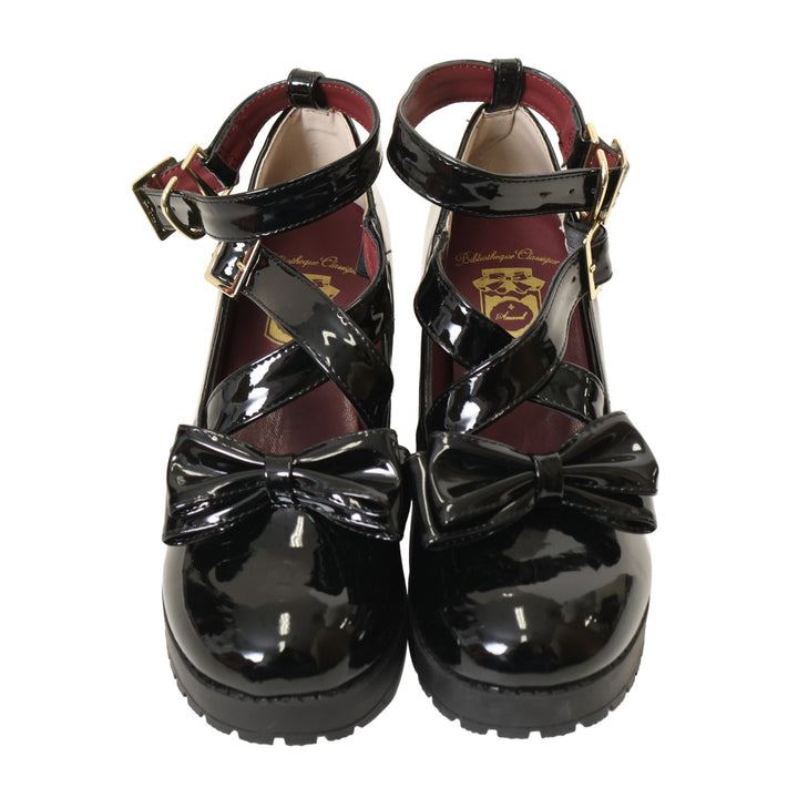 USED】【XLサイズ】Fruits Berry Jam クロス厚底パンプス（エナメル