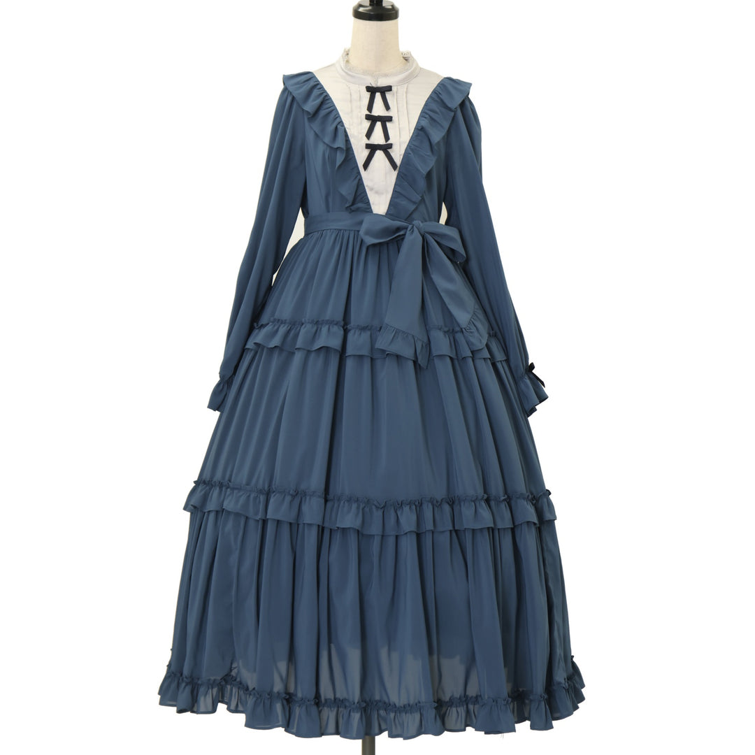 Chalmiere フリルロングワンピース　axes kawaii USED】【axes femme kawaii/Mサイズ】クラシカルフリルロングワンピ