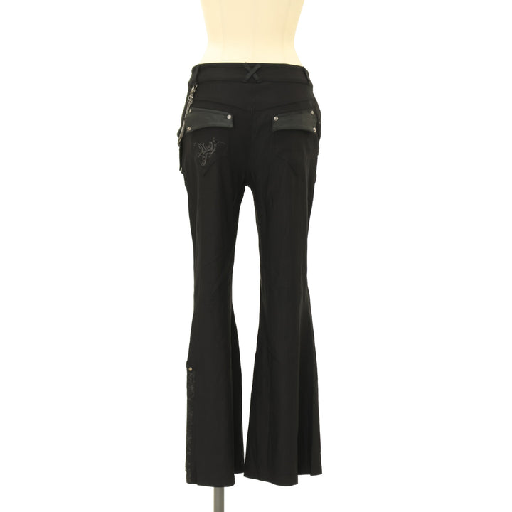 OZZ ON チャイナボタン フレアストレッチパンツ ブラック USED】croce プリントジップストレッチフレアパンツ | Ozz On