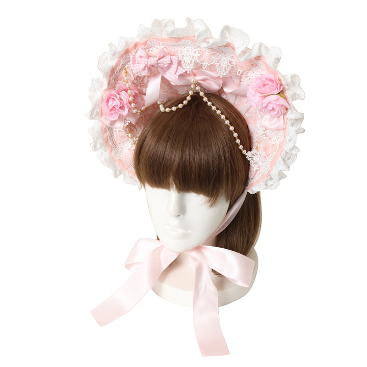USED】【Alice Doll】レースローズハーフボンネット(オレンジピンク