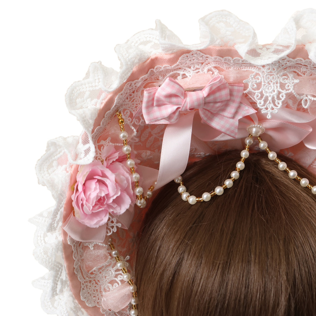 USED】【Alice Doll】レースローズハーフボンネット(オレンジピンク