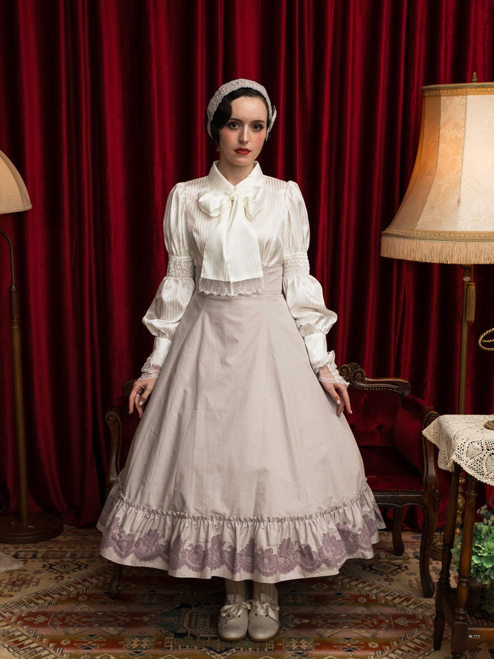 タグ付き未使用★【Victorian maiden】ハイウエストバッスルスカート vintageレースプリントバッスルスカート【クーポン対象外