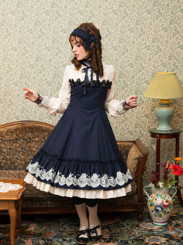 Ribbon Chic リボンシック ドールクロック人形 ヨーロッパ 舞踏会 vintageレースプリントサテンメニーリボンドールドレス【クーポン対象