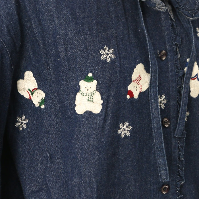 USED】しろくま刺繍フード付デニムブルゾン | PINK HOUSE | ロリータ