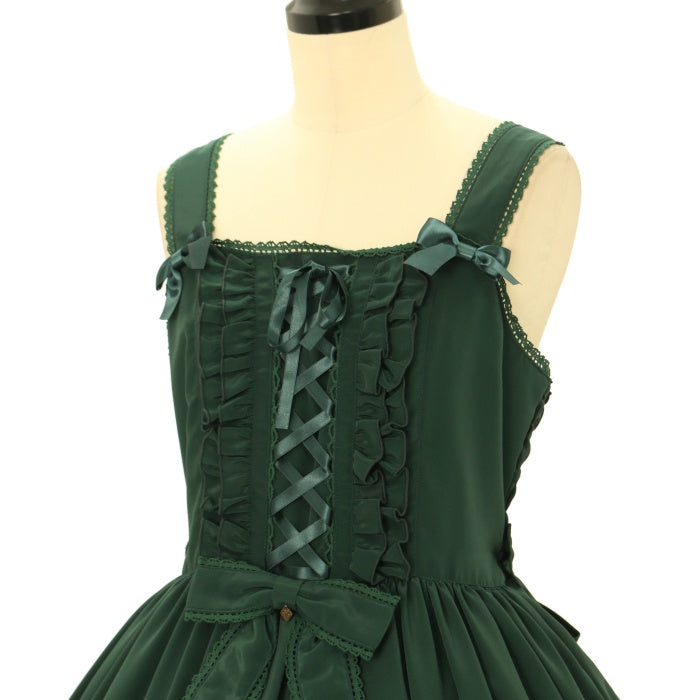 USED】レースアップロングティアードジャンパースカート