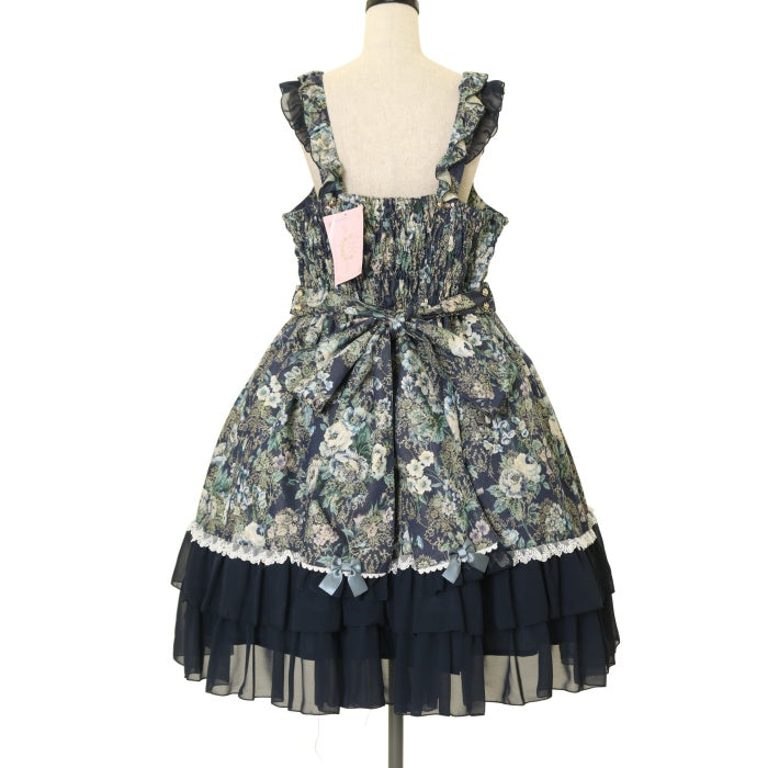 USED】【プラスサイズ】ジャガードヨークフレアジャンパースカート 