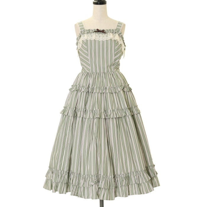 Innocent World JSK オリビアストライプジャンパースカート USED】【Mサイズ】オリビアストライプジャンパースカート