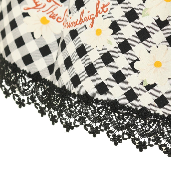 USED】初夏でショコラないちごパフェ柄シャーリングジャンパースカート