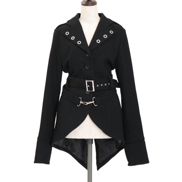 ​【希少】BLACK PEACE NOW 燕尾テールカットウールコートBPN黒M USED】【PEACE NOW/Mサイズ】ハトメ燕尾コート | BLACK PEACE NOW