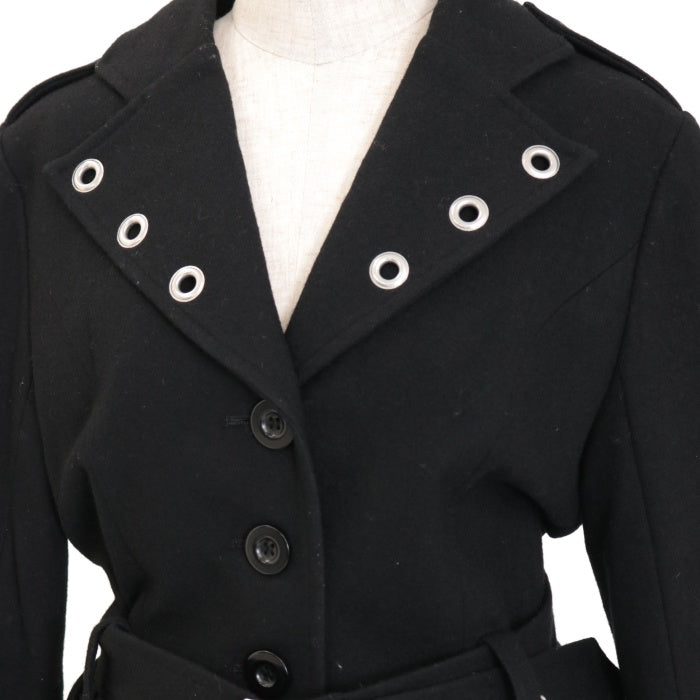 ​【希少】BLACK PEACE NOW 燕尾テールカットウールコートBPN黒M USED】【PEACE NOW/Mサイズ】ハトメ燕尾コート | BLACK PEACE NOW