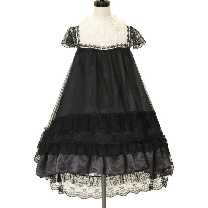 USED】CROCHET LACE ANGEL WING DRESS (ブラック×ホワイト) | MR