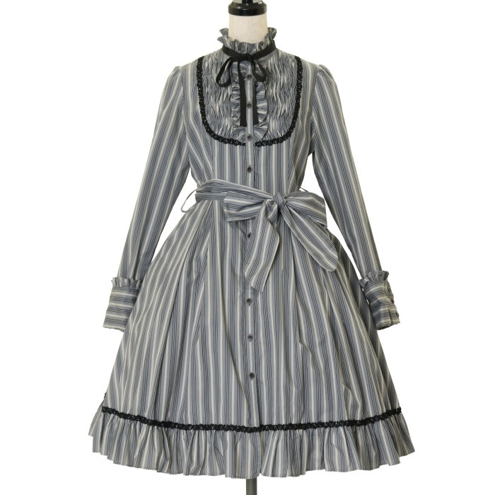 Victorian maiden エコールストライプドレス ブラック ALL ITEMS