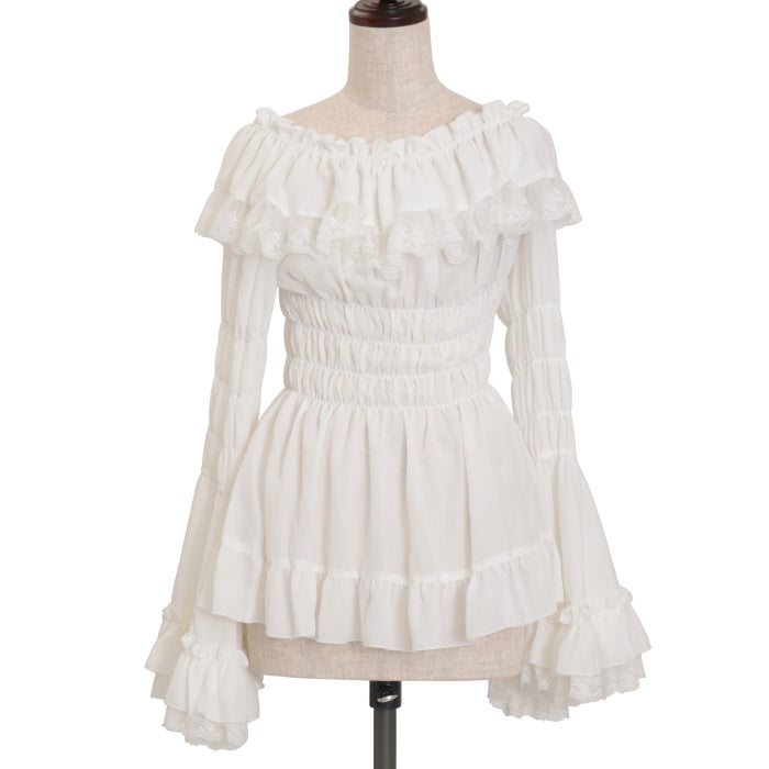 ATELIER PIERROT レースシャーリング姫袖ブラウス USED】レースシャーリング姫袖ブラウス | ATELIER-PIERROT | ロリータ