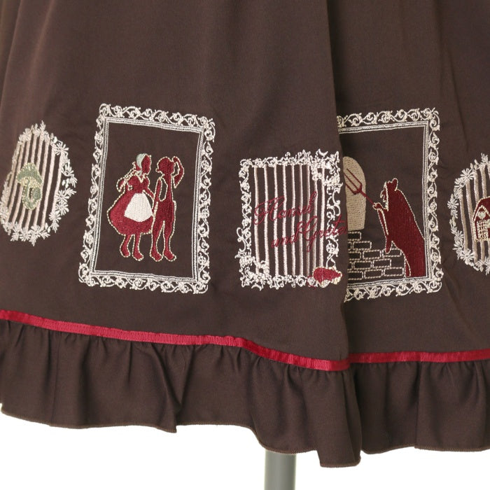 Amavel 花札刺繍和風サス付きスカート 和ロリ ジャンパースカート