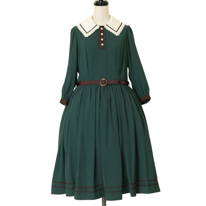 USED】【Lサイズ】ソフィアワンピース（Deep green×Chocolat  