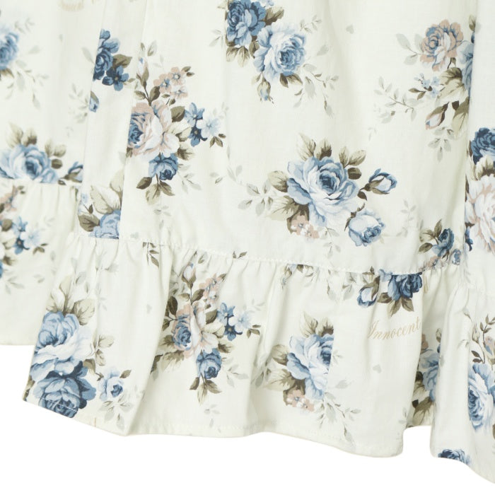 USED】【Lサイズ】乙女の薔薇園ワンピース（ブルーグレー×生成