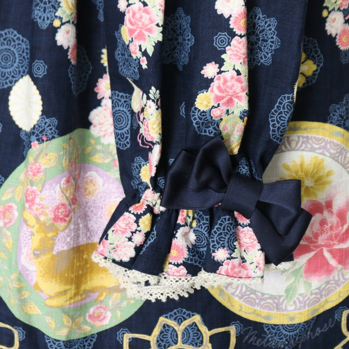 morphose Star Rose Aラインワンピース　ネイビー USED】花鹿の万華鏡 Aラインワンピース（紺青） | metamorphose