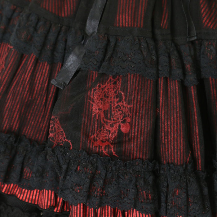 USED】H.Jelly ストライプバララメプリントボリュームスカート | h