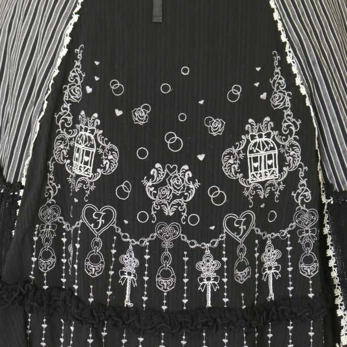 USED】FRILL 鳥かご刺繍ハイウエストバッスルスカート | h.NAOTO