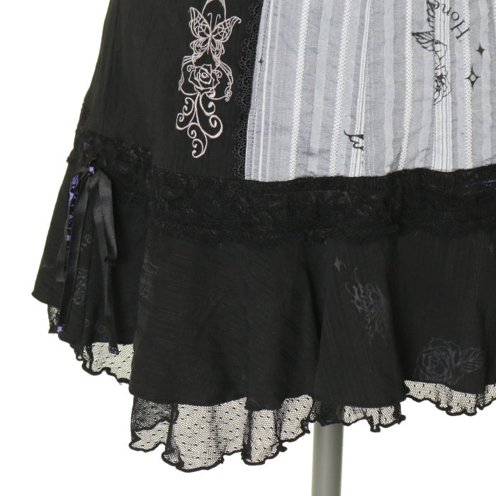h.naoto Honeyブラックフリルノースリーブワンピース h.NAOTO 》 Rose Bird Cage Dress【XL Size】 SKU:CN