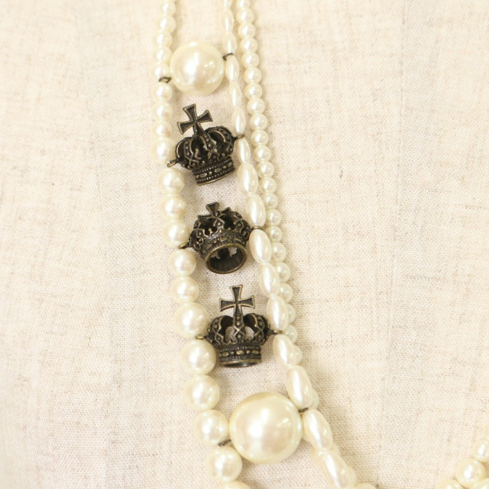 BLACK PEACE NOWクラウンモチーフ 3連ネックレス USED】トリプルクラウンパールネックレス | BLACK PEACE NOW