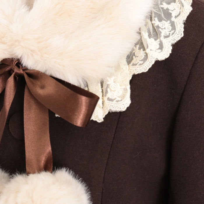 M me eme Ribbon fake fur coat ホワイト M me eme／Ribbon fake fur coat(eme10374) | 2024AW ITEM | Mmeeme