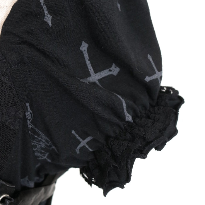 USED】Blood バラレースサイドレースアップパフスリーブカットソー | h USED】Blood バラレースサイドレースアップパフスリーブカットソー | h