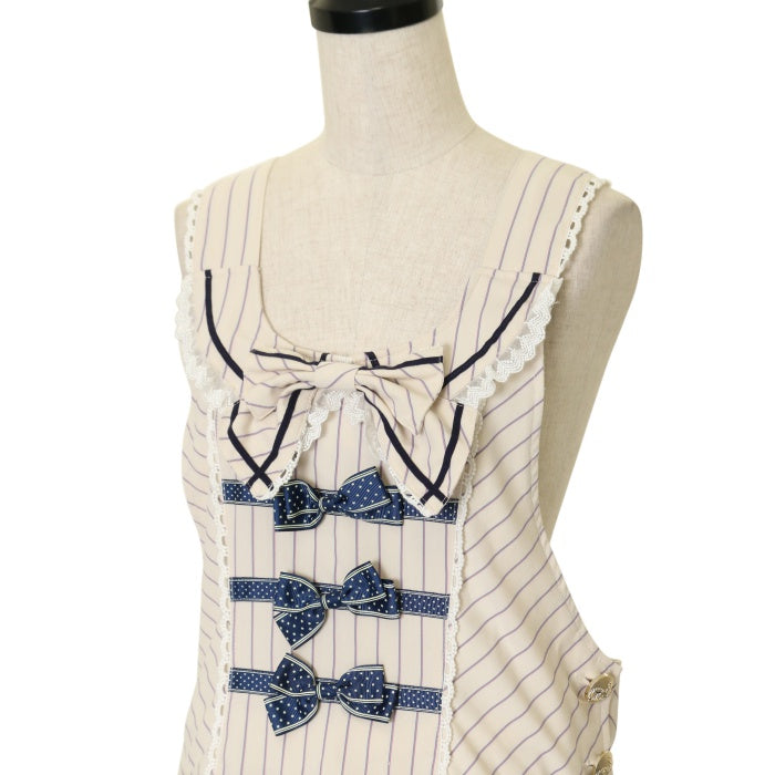 USED】マルティナレジメンタルストライプサロペットジャンパースカート