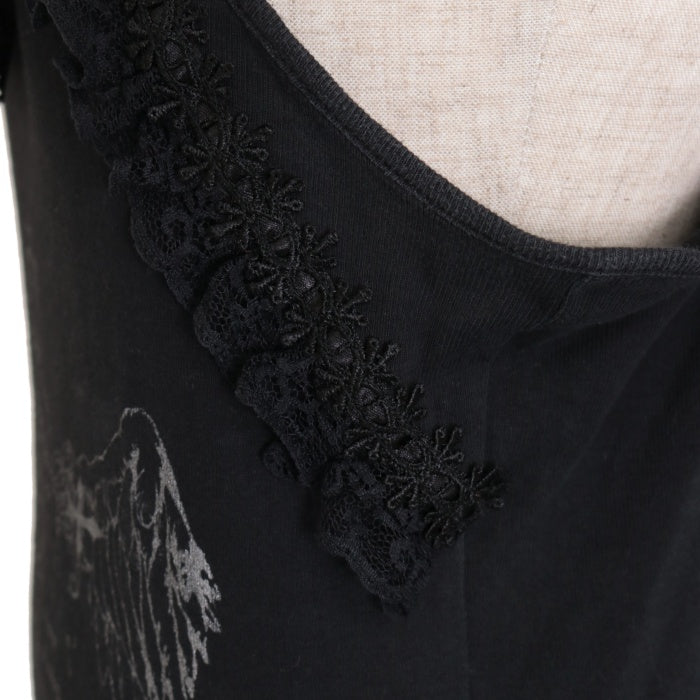 h.NAOTO Blood クロスプリント キャミソール レースチョーカー付 USED