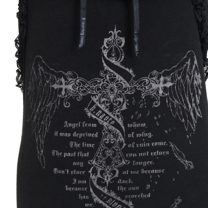 USED】Blood 羽十字プリントチョーカー風キャミソール | h.NAOTO