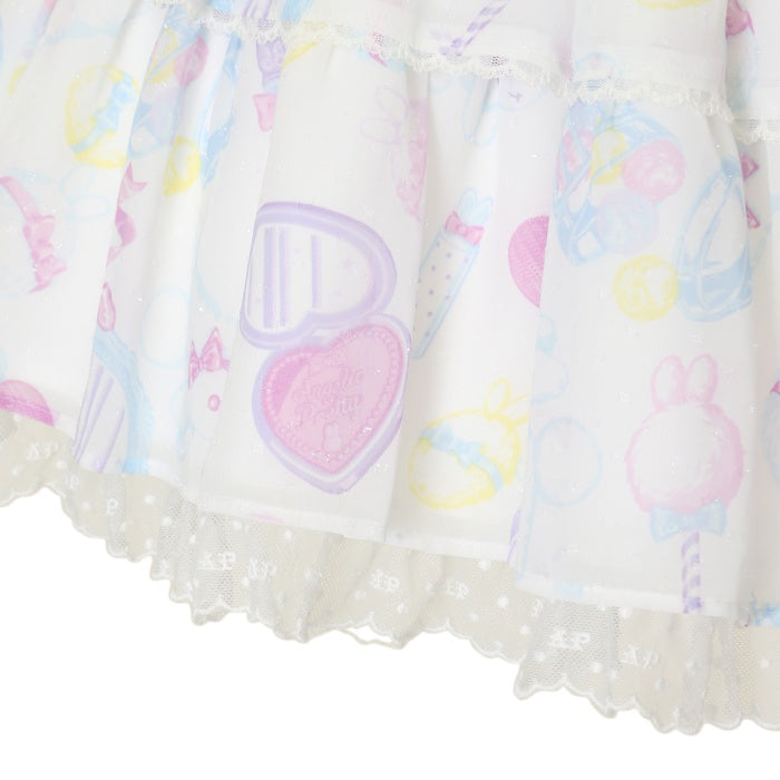 Angelic pretty Fluffy Puff Bunny スカート Angelic Pretty / Fluffy Puff Bunnyジャンパースカート Free ブラック