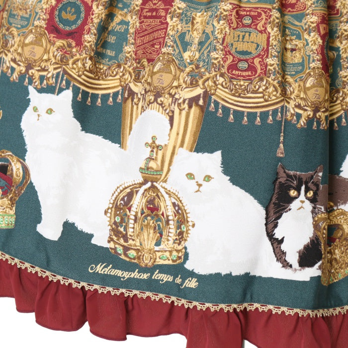 USED】Royal Crown Cat リボンジャンパースカート（ガーネット