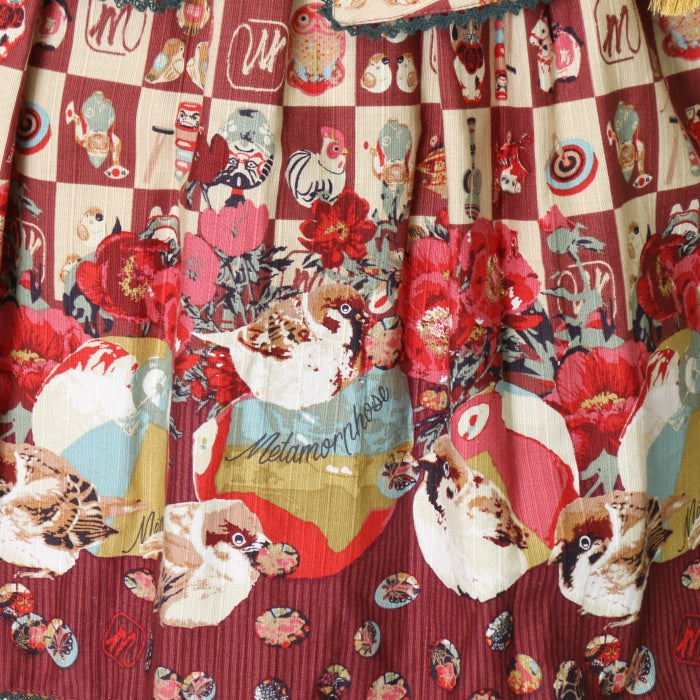 USED】すずめのおはじき遊び タックジャンパースカート（クリップ