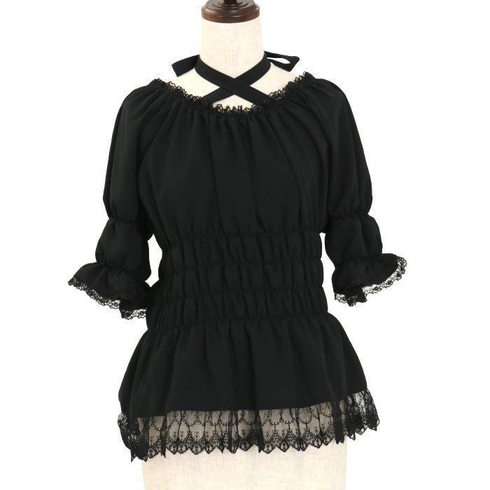 USED】【Vallée lys】5分袖シャーリングブラウス | ATELIER-PIERROT 