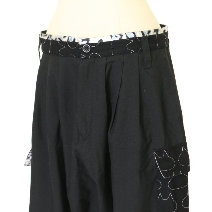 USED】MINT NeKO ネコ柄切替タックサルエルパンツ | h.NAOTO