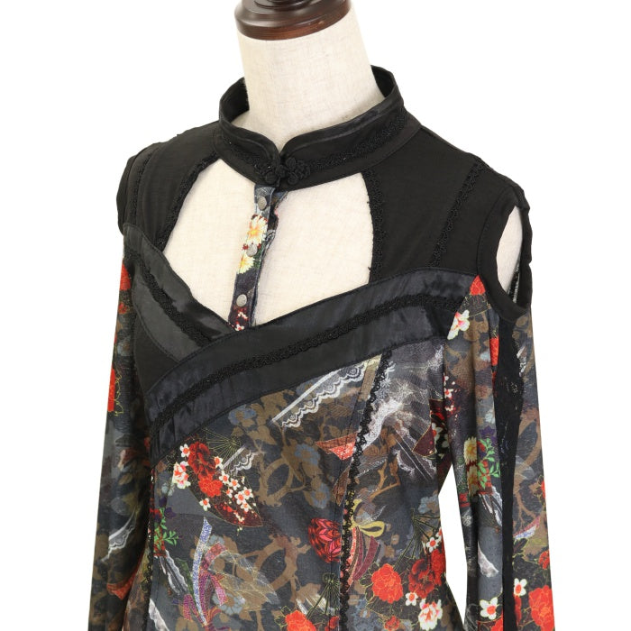 USED】ONESTE 和柄オフショルダーチャイナカットソー | Ozz On