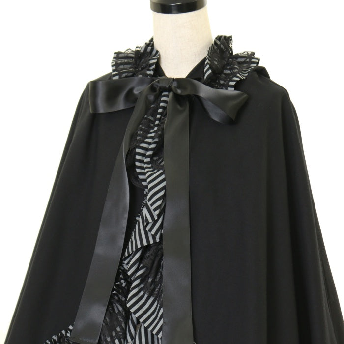 USED】HANGRY&ANGRY CAT EARS SPRING FRILL CAPE(GRAY x BLACK) | h