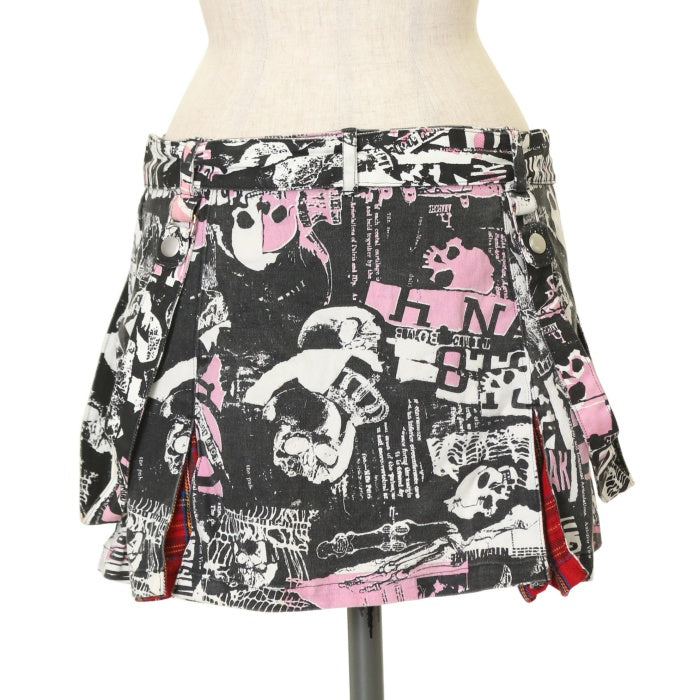 USED】ANARCHY スカルプリントミニスカート | h.NAOTO