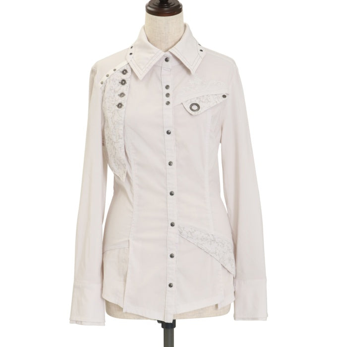 OZZ ONEST レース アシメ 編み上げ シフォン カットソー ブラウス OZZ ONEST レース アシメ 編み上げ シフォン カットソー