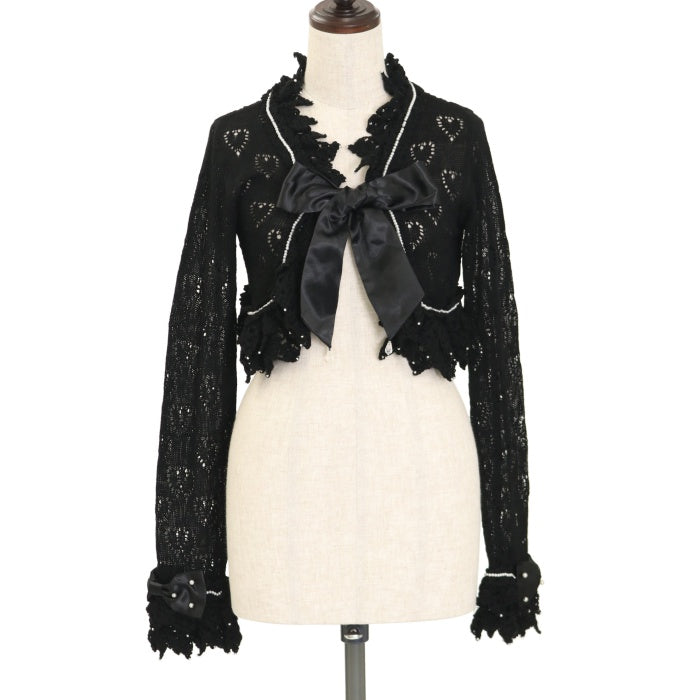 USED】ハート透かしサテンリボンニットボレロ | Angelic Pretty