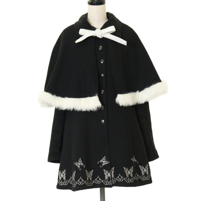 USED】FRILL バタフライ刺繍ケープ付コート | h.NAOTO