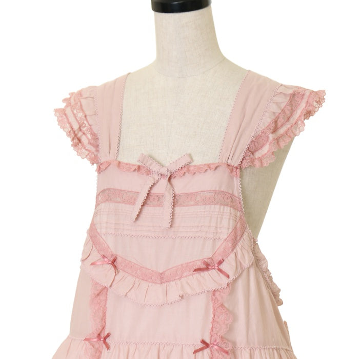 新品未使用）ピンクハウス☆配色レース使いローンエプロンドレス