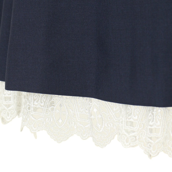 USED】【9号】コフィンレースリボンジャンパースカート（紺×白） | Moi