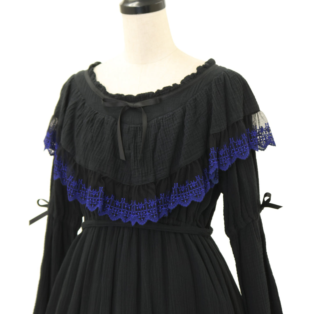 USED】Sanctuary Vampiress dress Set(黒×青刺繍) | Moi-même-Moitié