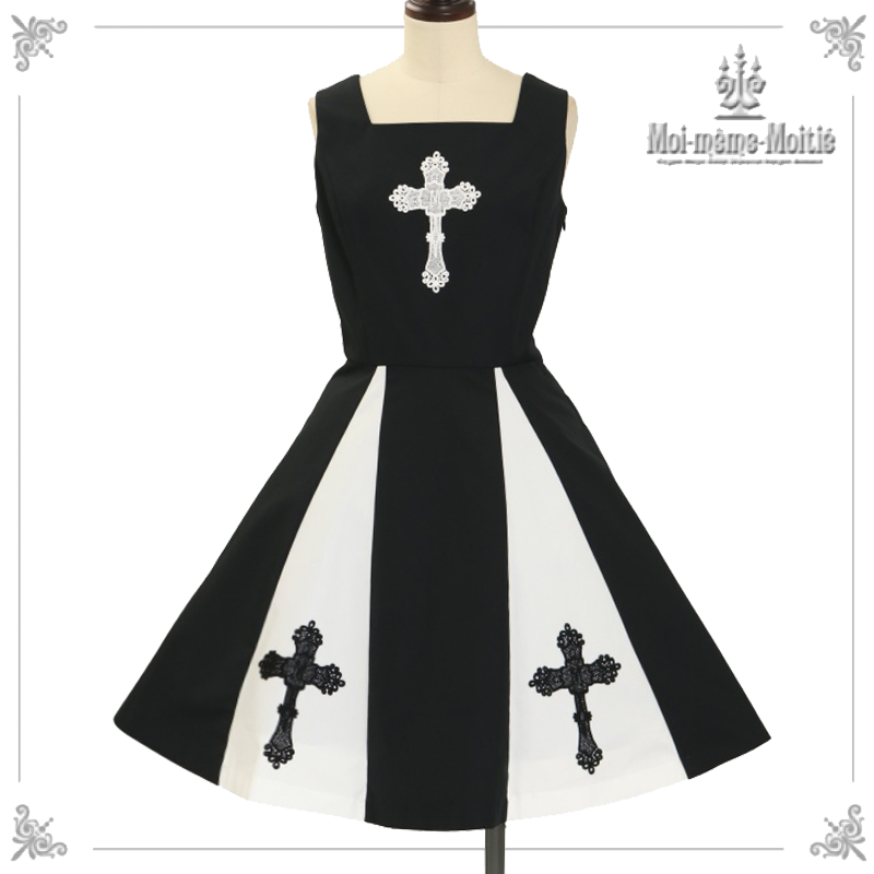 Moi-meme-Moitie 十字架フロッキーJSK Flocky Cross Lace-up JSK Moi-meme-Moitie 十字架フロッキーJSK Flocky Cross Lace-up JSK