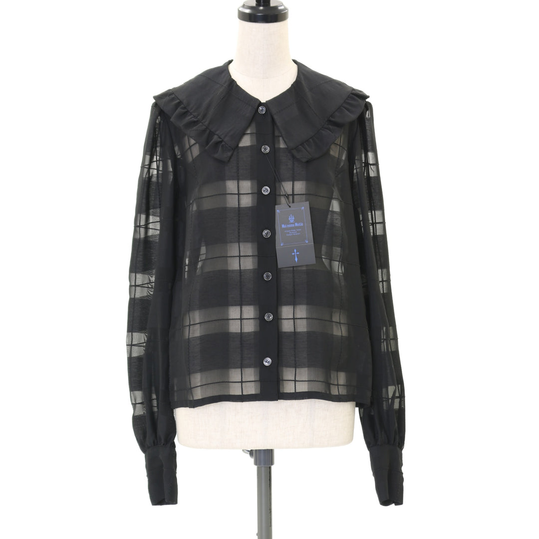 USED】【13号】シアーチェックブラウス | Moi-même-Moitié USED】【13号】シアーチェックブラウス | Moi-même-Moitié