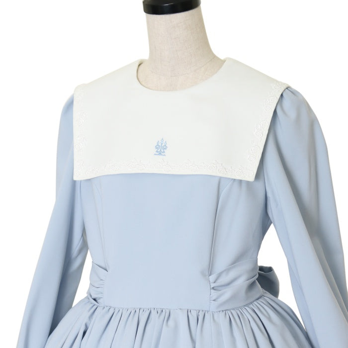 モワティエ 修道女 ミニワンピース blue gray 9号　バッグセット USED】【9号】修道女ミニワンピース(ブルーグレー×白) | Moi-même