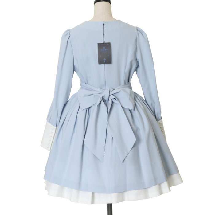 モワティエ 修道女 ミニワンピース blue gray 9号　バッグセット USED】【9号】修道女ミニワンピース(ブルーグレー×白) | Moi-même